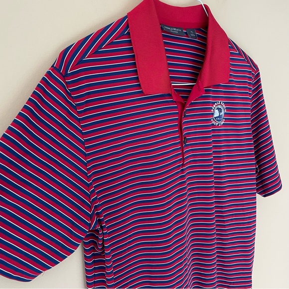 🔻LAST CHANCE🔻 PEBBLE BEACH COLLECTION Pebble Beach Logo Striped Tech Polo - Picture 3 of 7